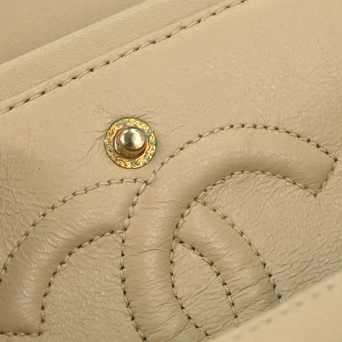 Chanel Beige Lambskin Medium Classic Double Flap Shoulder Bag
