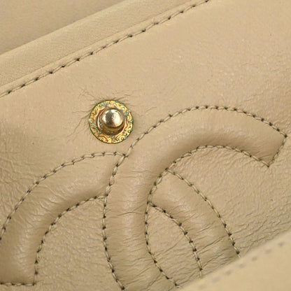 Chanel Beige Lambskin Medium Classic Double Flap Shoulder Bag