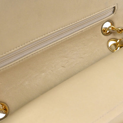 Chanel Beige Lambskin Medium Classic Double Flap Shoulder Bag