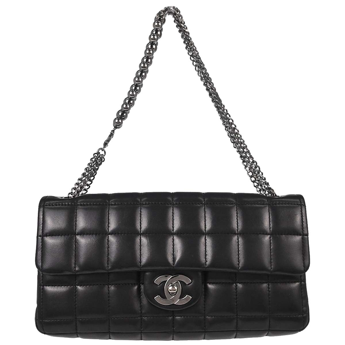 Chanel Black Lambskin Choco Bar East West Handbag