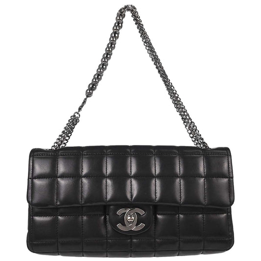 Chanel Black Lambskin Choco Bar East West Handbag