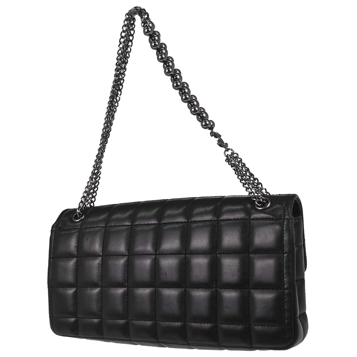 Chanel Black Lambskin Choco Bar East West Handbag