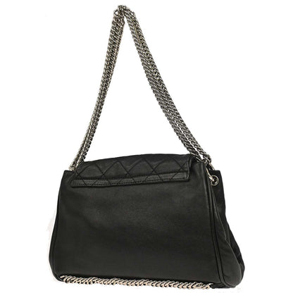 Chanel Black Lambskin Accordion Flap Shoulder Bag