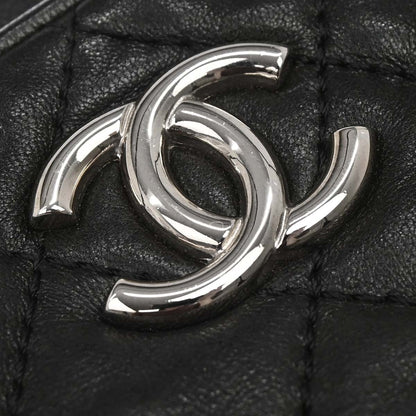 Chanel Black Lambskin Accordion Flap Shoulder Bag