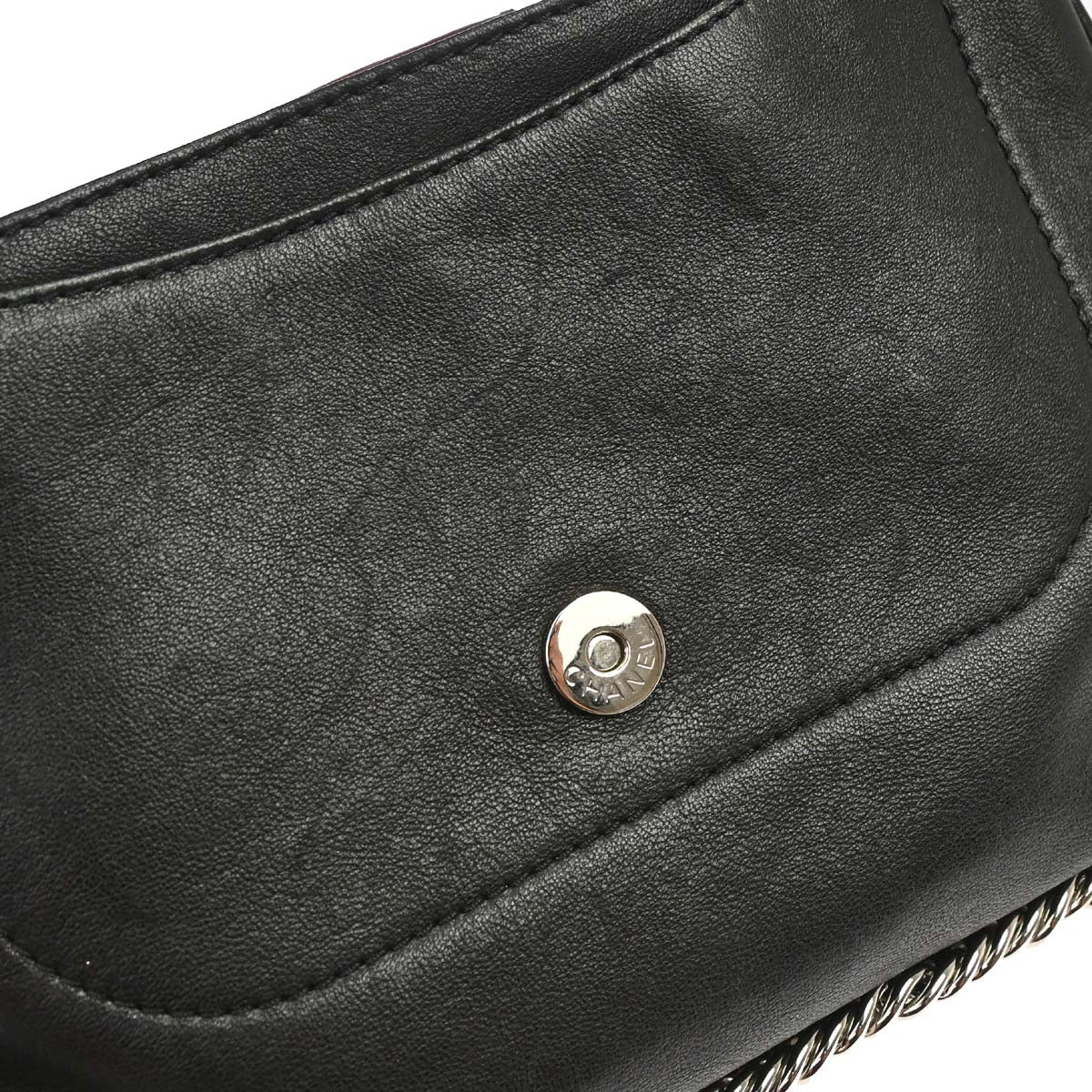 Chanel Black Lambskin Accordion Flap Shoulder Bag
