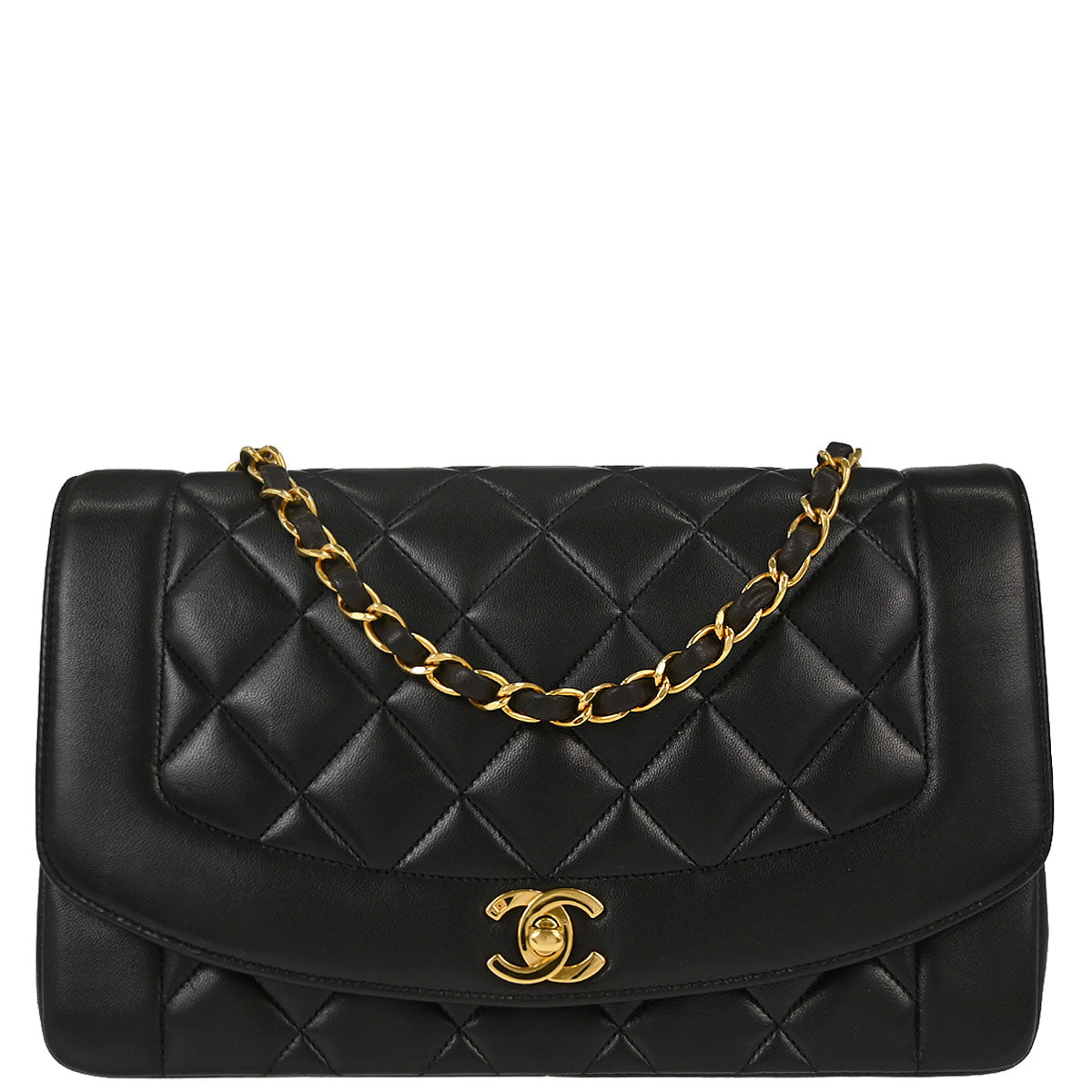 Chanel Black Lambskin Medium Diana Shoulder Bag