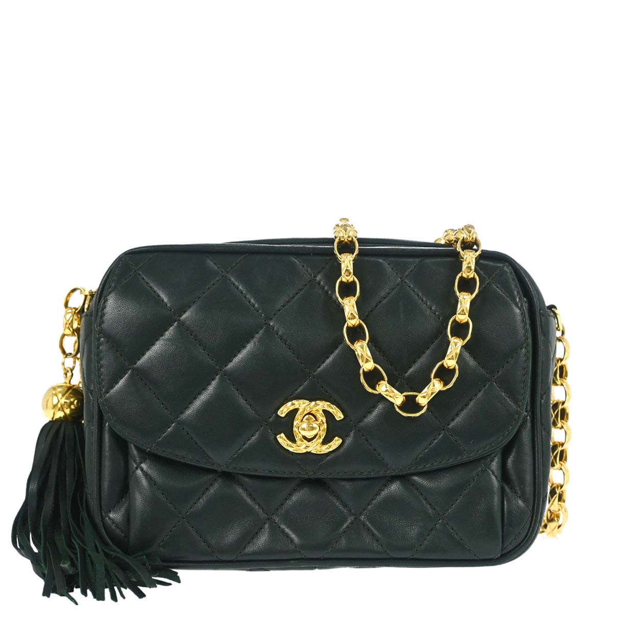 Chanel 1991-1994 Green Lambskin Camera Bag Mini