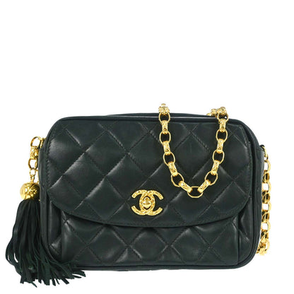 Chanel 1991-1994 Green Lambskin Camera Bag Mini