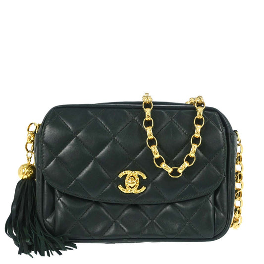 Chanel 1991-1994 Green Lambskin Camera Bag Mini