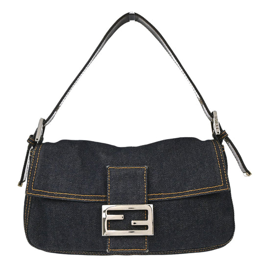 Fendi Navy Denim Baguette Handbag