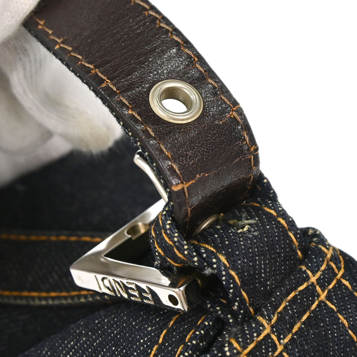 Fendi Navy Denim Baguette Handbag