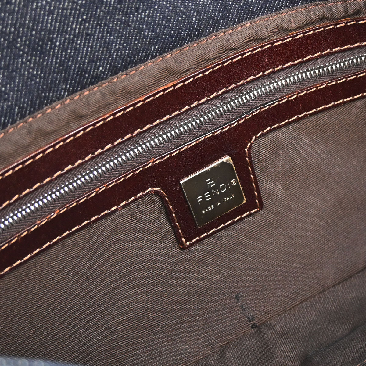Fendi Navy Denim Baguette Handbag