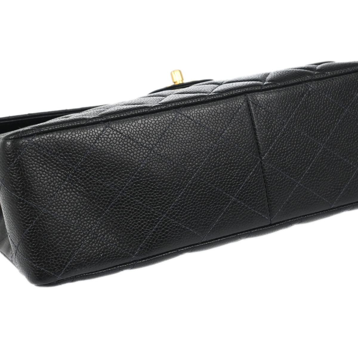Chanel 1997-1999 Black Caviar Skin Jumbo Classic Flap Shoulder Bag