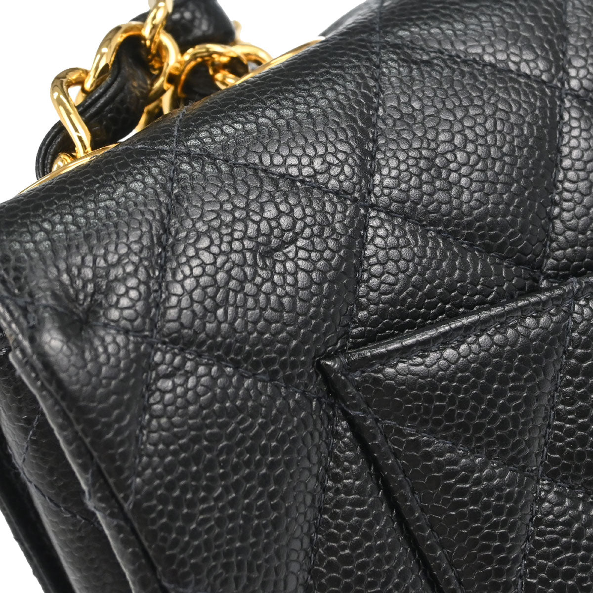 Chanel 1997-1999 Black Caviar Skin Jumbo Classic Flap Shoulder Bag
