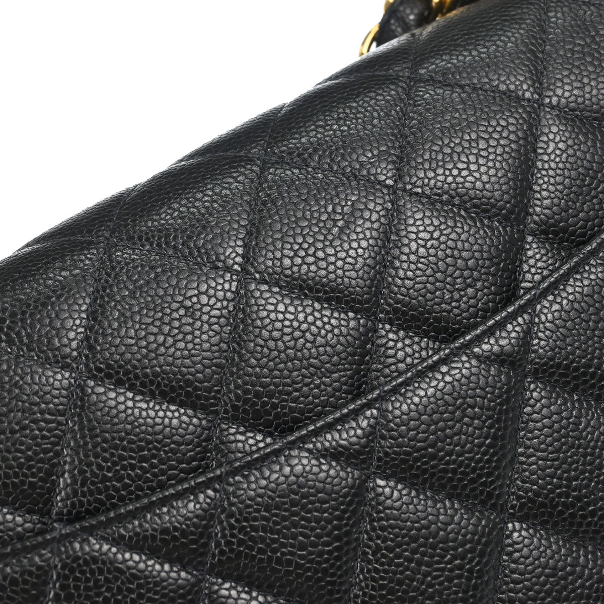 Chanel 1997-1999 Black Caviar Skin Jumbo Classic Flap Shoulder Bag