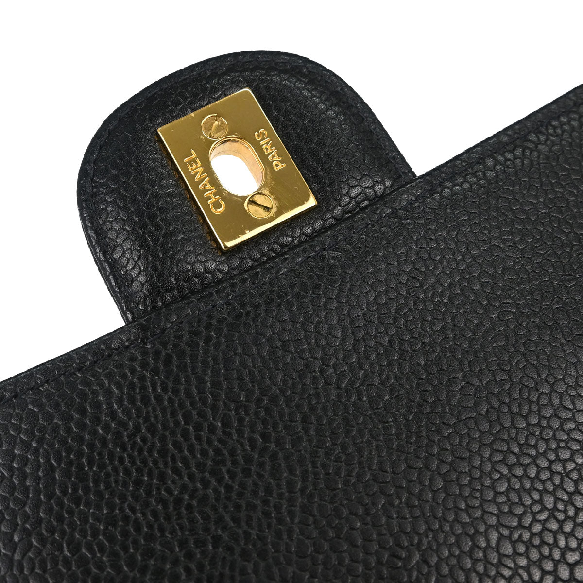 Chanel 1997-1999 Black Caviar Skin Jumbo Classic Flap Shoulder Bag