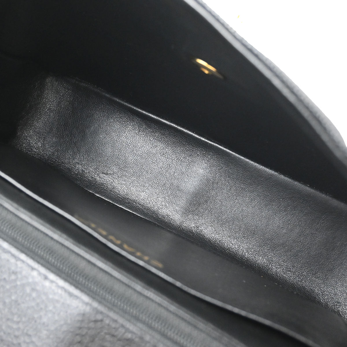 Chanel 1994-1996 Black Caviar Skin Mademoiselle Straight Flap Shoulder Bag
