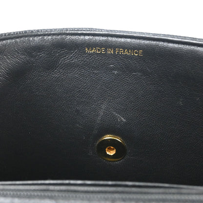 Chanel 1994-1996 Black Caviar Skin Mademoiselle Straight Flap Shoulder Bag