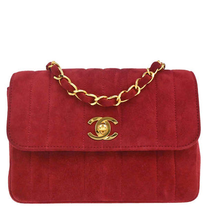 Chanel 1994-1996 Red Suede Shoulder Bag
