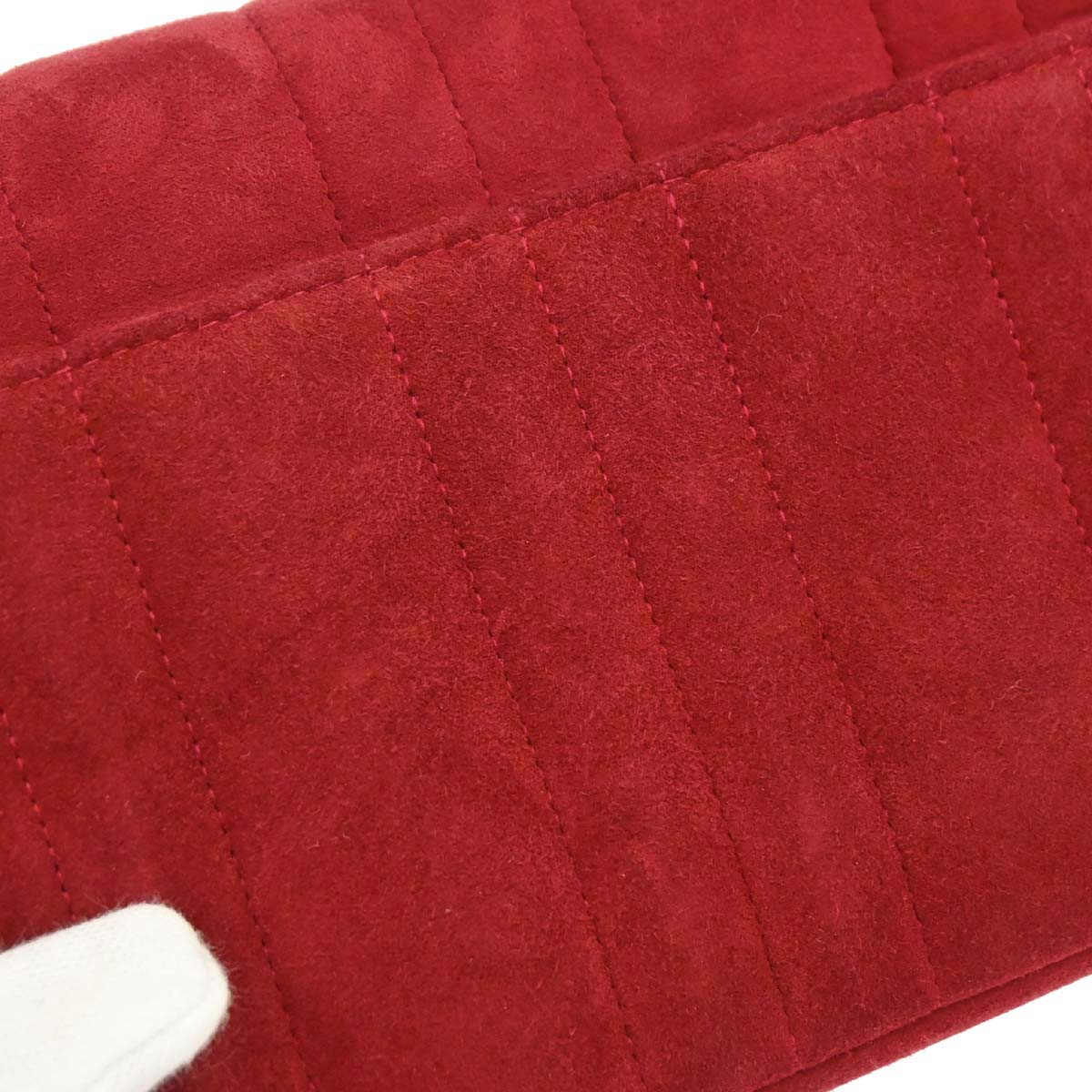 Chanel 1994-1996 Red Suede Shoulder Bag