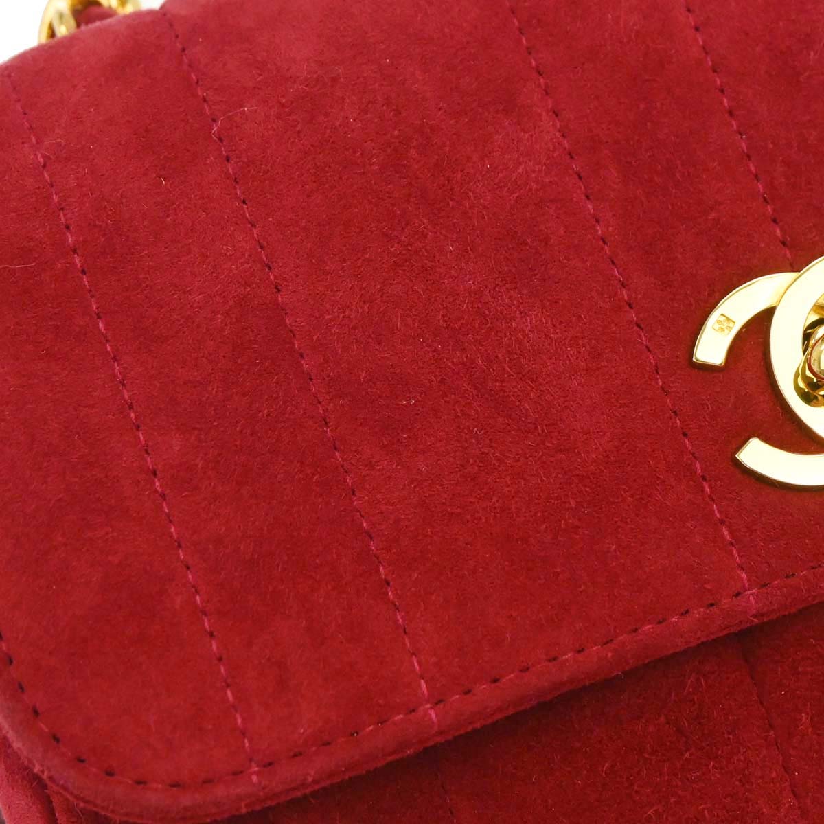 Chanel 1994-1996 Red Suede Shoulder Bag