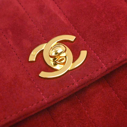 Chanel 1994-1996 Red Suede Shoulder Bag