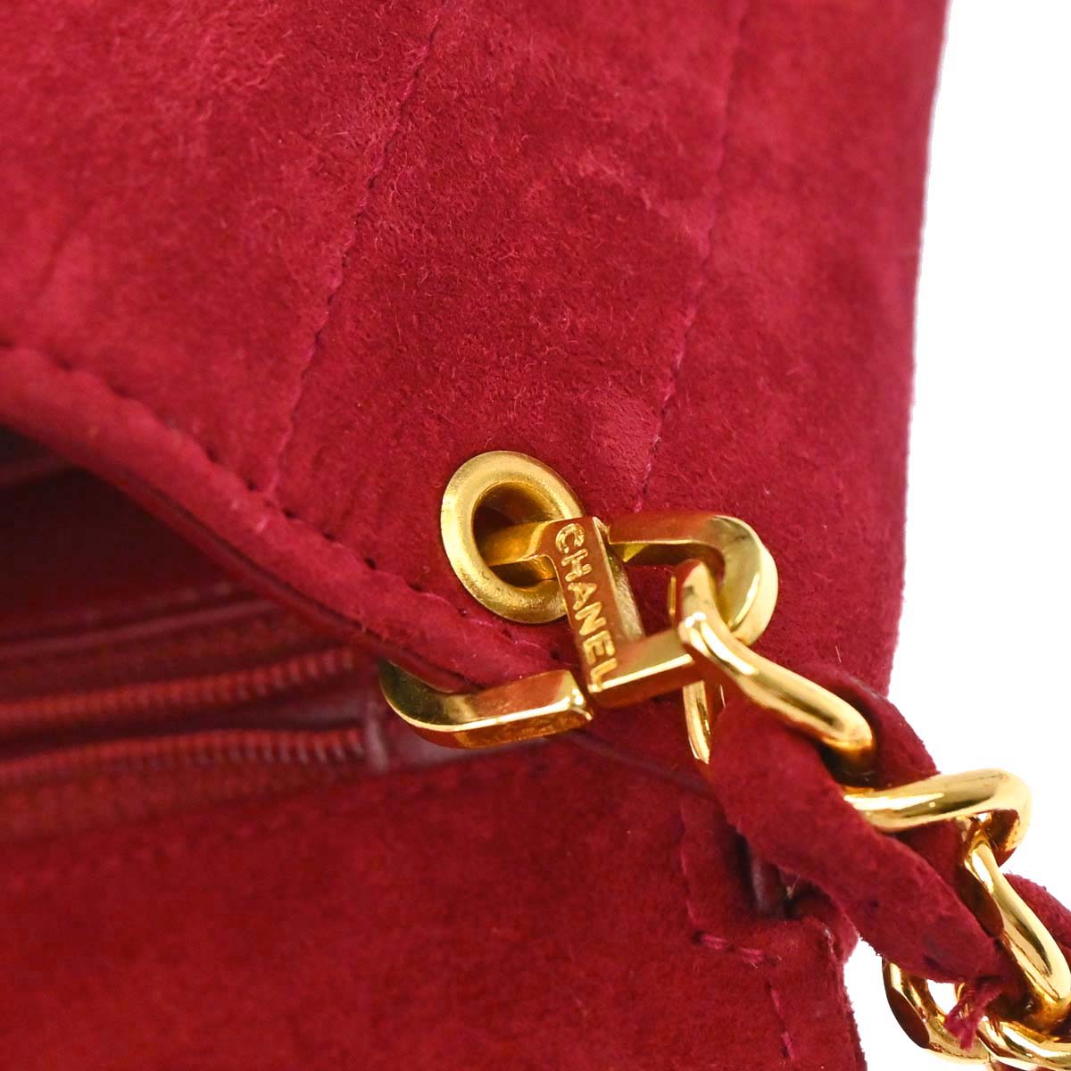 Chanel 1994-1996 Red Suede Shoulder Bag
