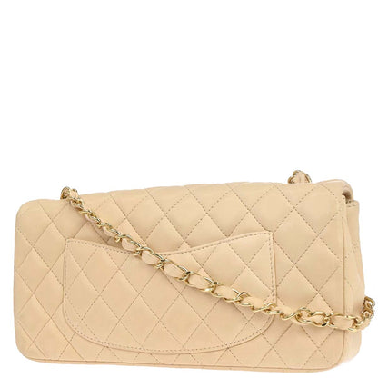 Chanel 2010-2011 Beige Lambskin East West Shoulder Bag