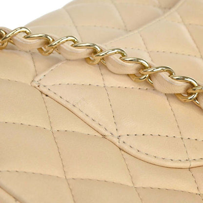 Chanel 2010-2011 Beige Lambskin East West Shoulder Bag