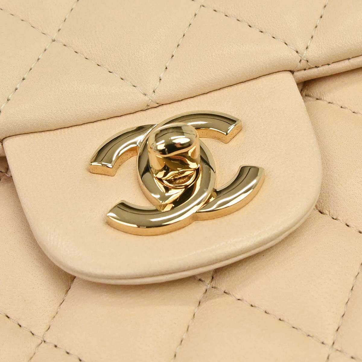 Chanel 2010-2011 Beige Lambskin East West Shoulder Bag