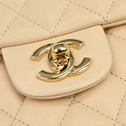 Chanel 2010-2011 Beige Lambskin East West Shoulder Bag