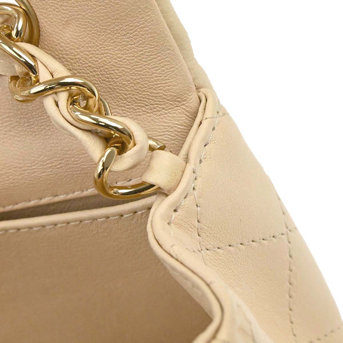 Chanel 2010-2011 Beige Lambskin East West Shoulder Bag