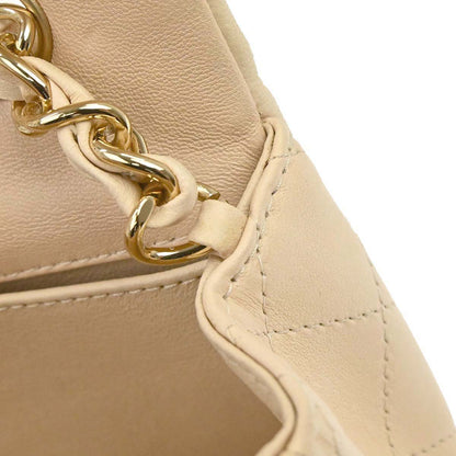 Chanel 2010-2011 Beige Lambskin East West Shoulder Bag