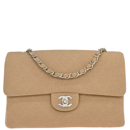 Chanel 1997-1999 Beige Jersey Single Flap Shoulder Bag