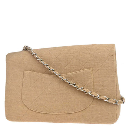 Chanel 1997-1999 Beige Jersey Single Flap Shoulder Bag