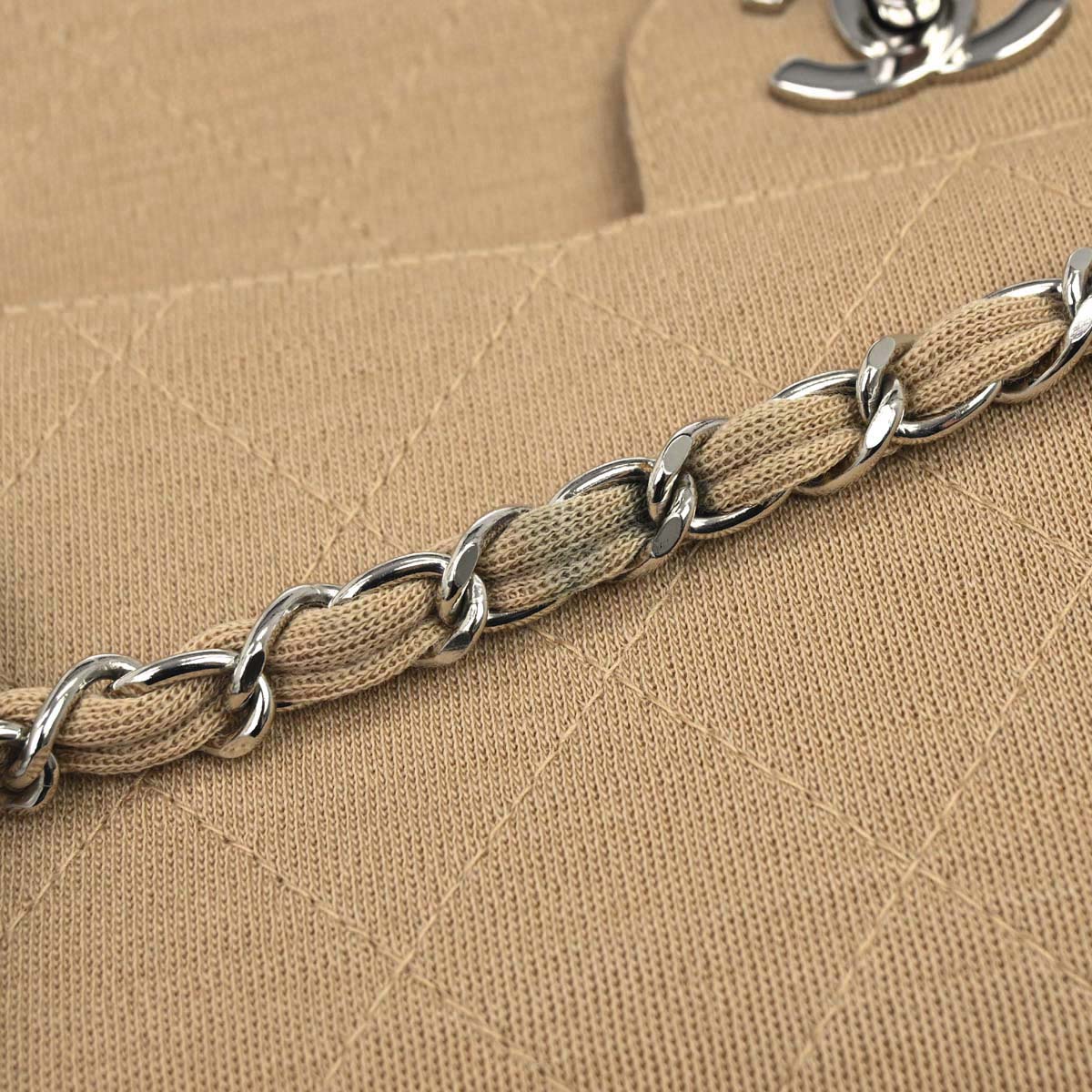 Chanel 1997-1999 Beige Jersey Single Flap Shoulder Bag