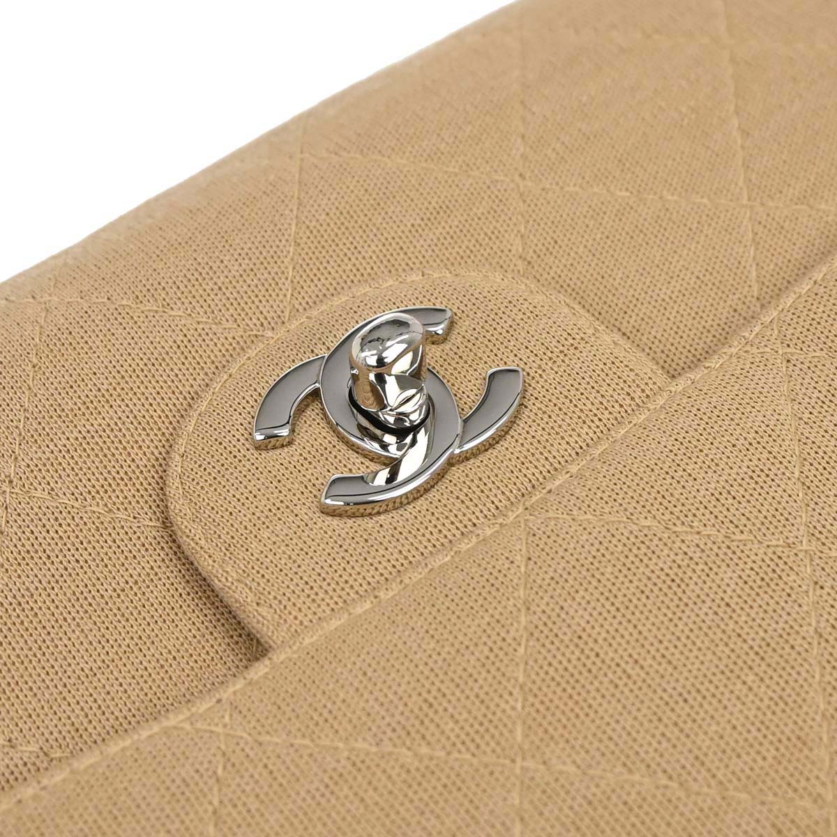 Chanel 1997-1999 Beige Jersey Single Flap Shoulder Bag