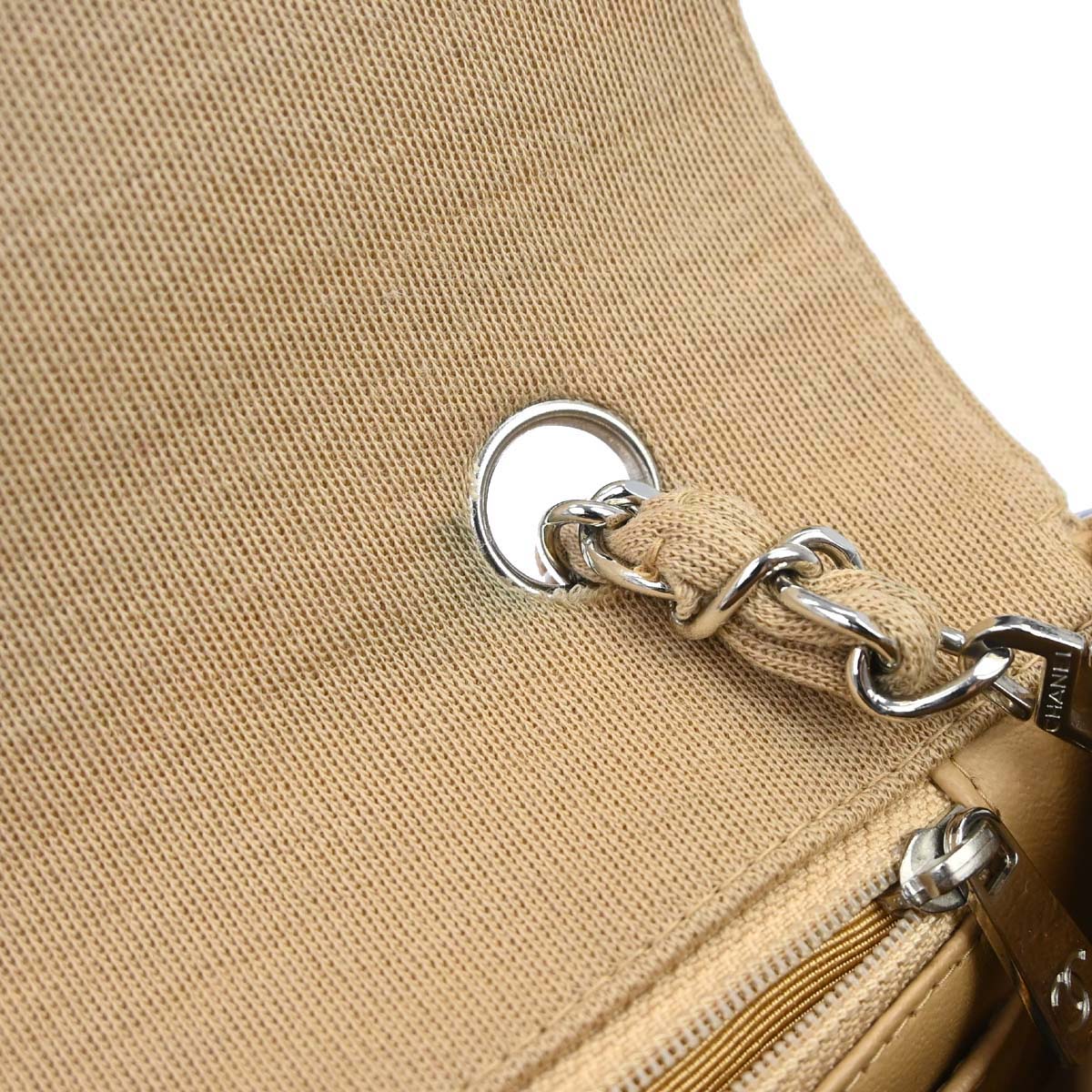 Chanel 1997-1999 Beige Jersey Single Flap Shoulder Bag