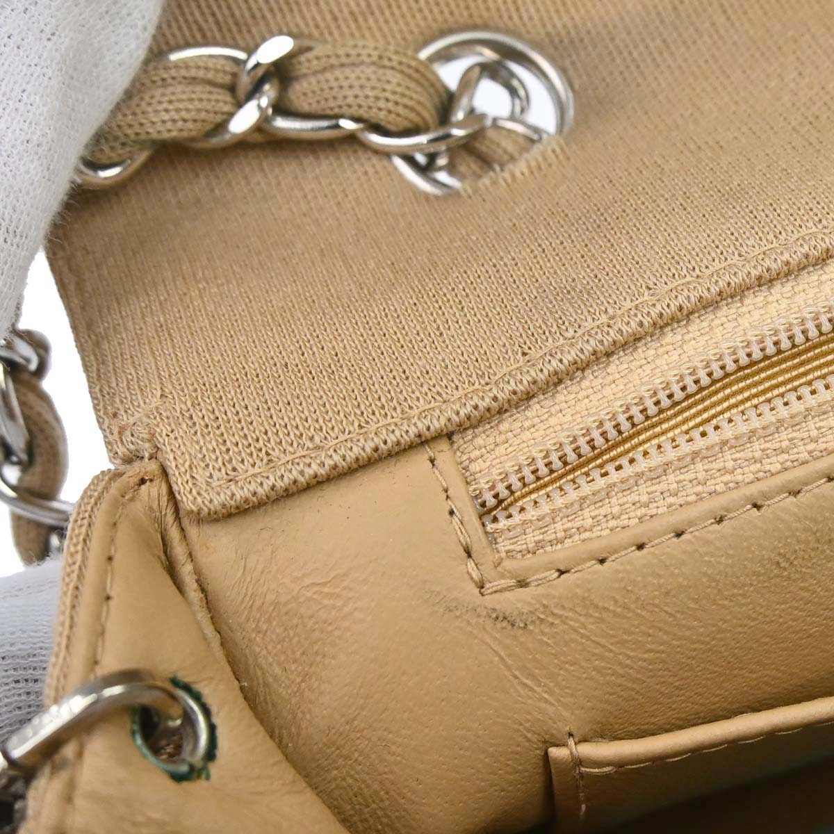 Chanel 1997-1999 Beige Jersey Single Flap Shoulder Bag