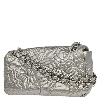 Chanel 2008-2009 Silver PVC Graphic Edge Flap Shoulder Bag