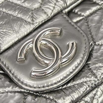 Chanel 2008-2009 Silver PVC Graphic Edge Flap Shoulder Bag