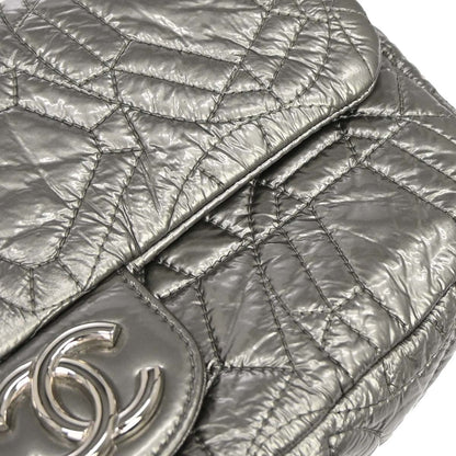 Chanel 2008-2009 Silver PVC Graphic Edge Flap Shoulder Bag