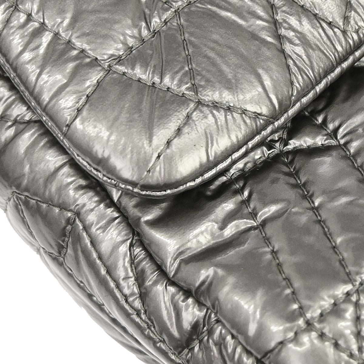 Chanel 2008-2009 Silver PVC Graphic Edge Flap Shoulder Bag