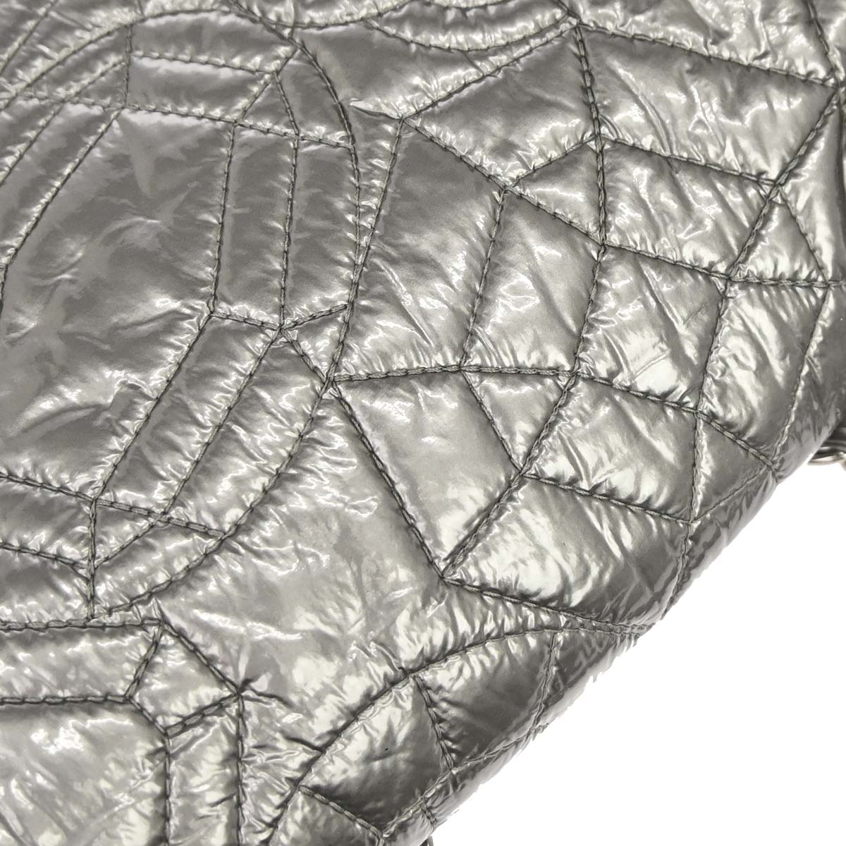 Chanel 2008-2009 Silver PVC Graphic Edge Flap Shoulder Bag