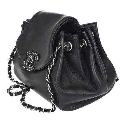 Chanel 2008-2009 Black Lambskin Accordion Flap Shoulder Bag