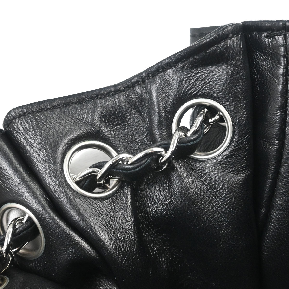 Chanel 2008-2009 Black Lambskin Accordion Flap Shoulder Bag