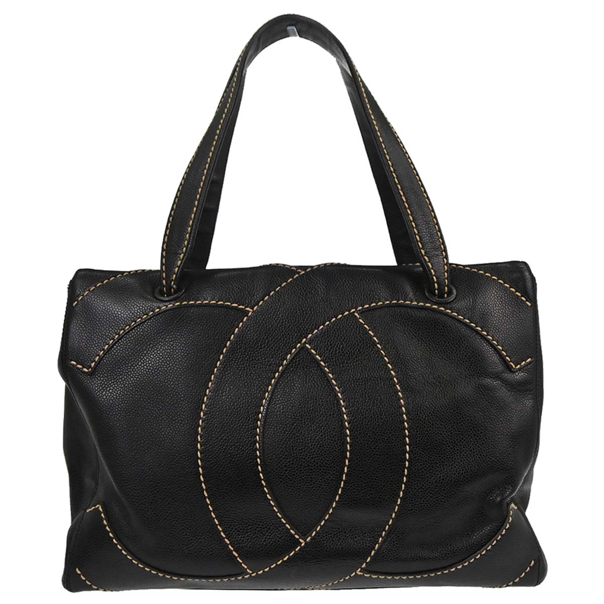 Chanel 2005-2006 Black Caviar Skin Wild Stitch Tote Handbag