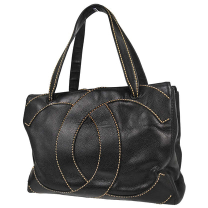 Chanel 2005-2006 Black Caviar Skin Wild Stitch Tote Handbag