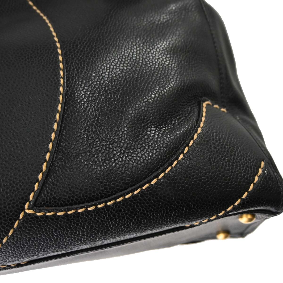 Chanel 2005-2006 Black Caviar Skin Wild Stitch Tote Handbag