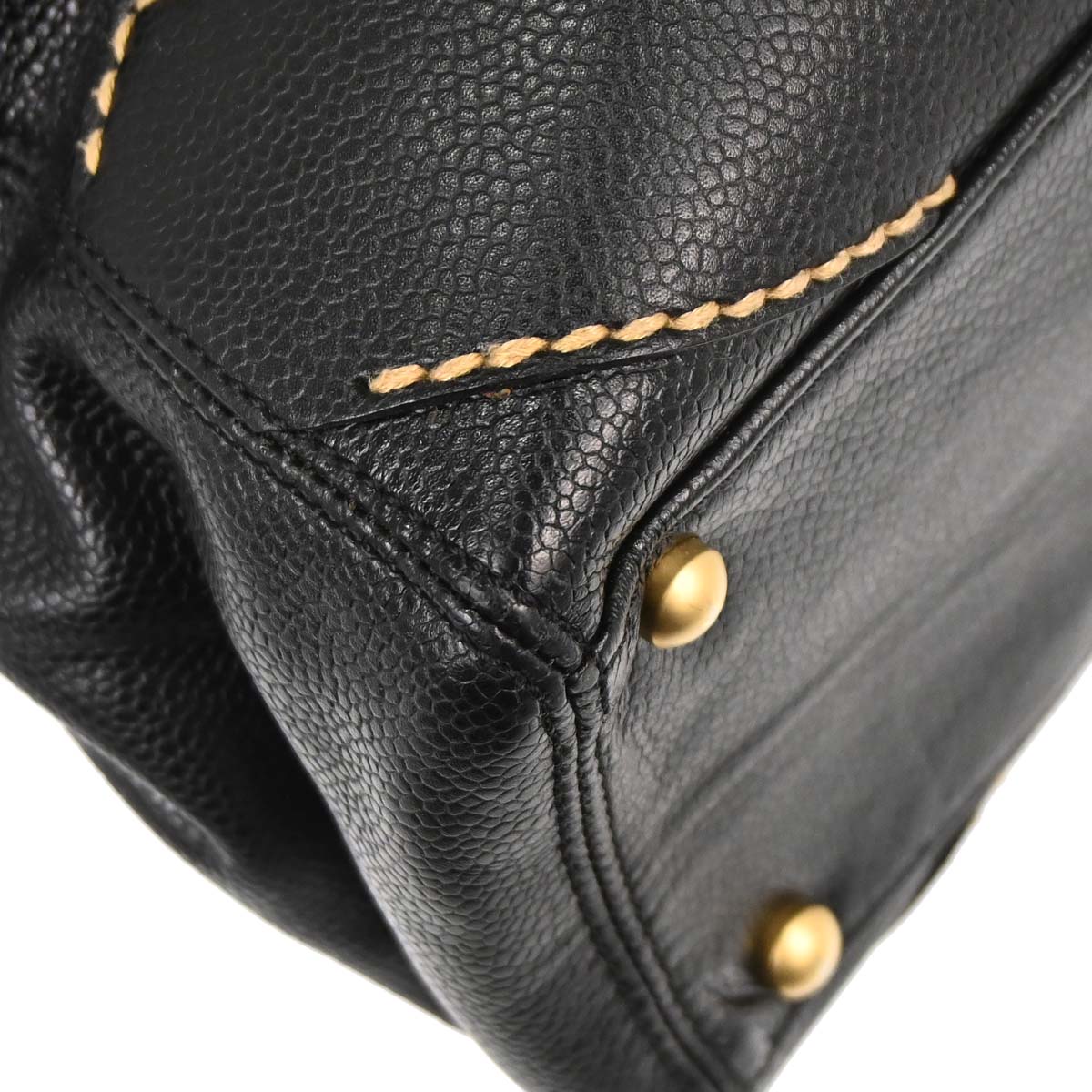 Chanel 2005-2006 Black Caviar Skin Wild Stitch Tote Handbag